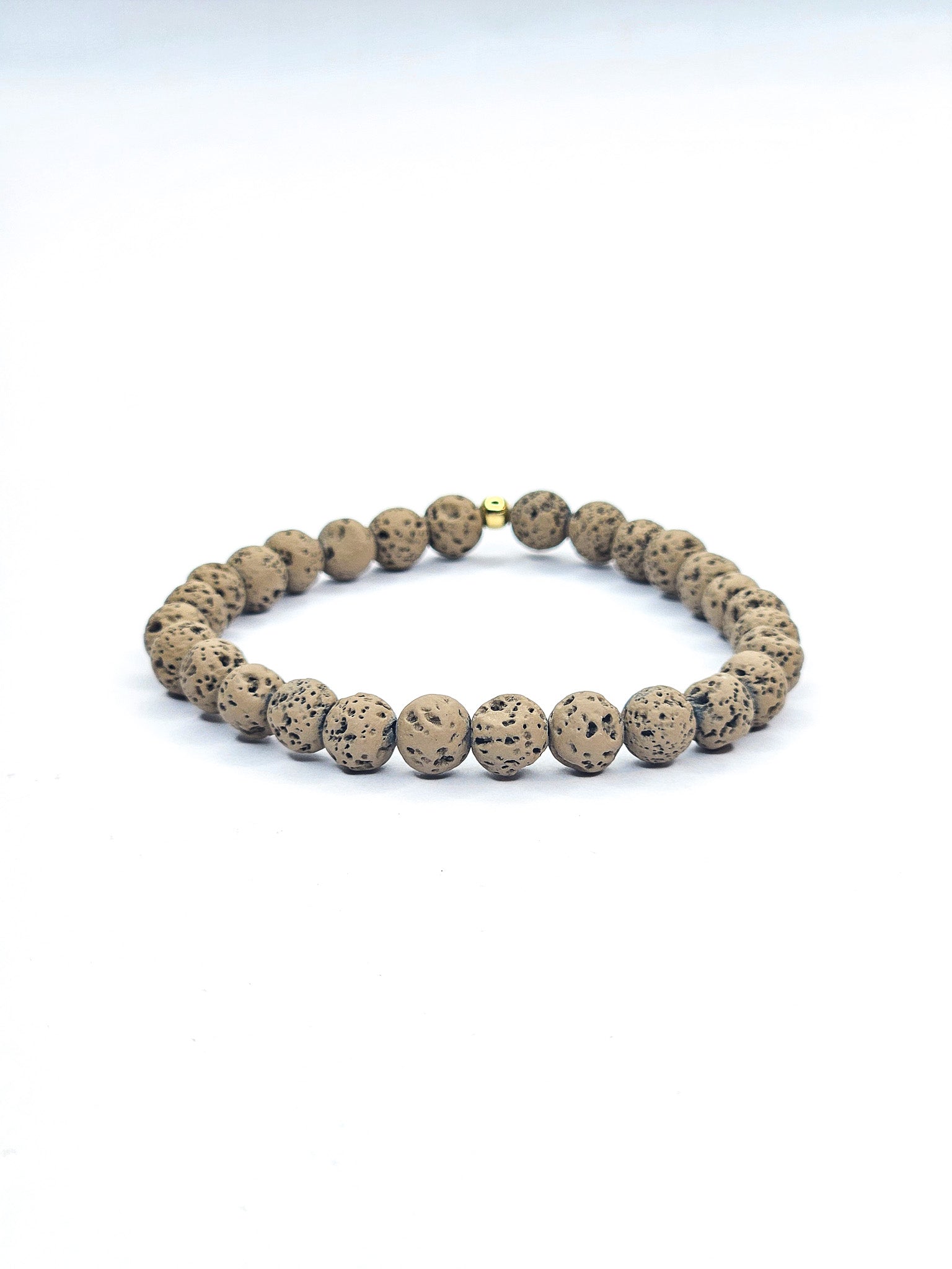 Bracelet • Pierre de lave teintée brune (6 mm)
