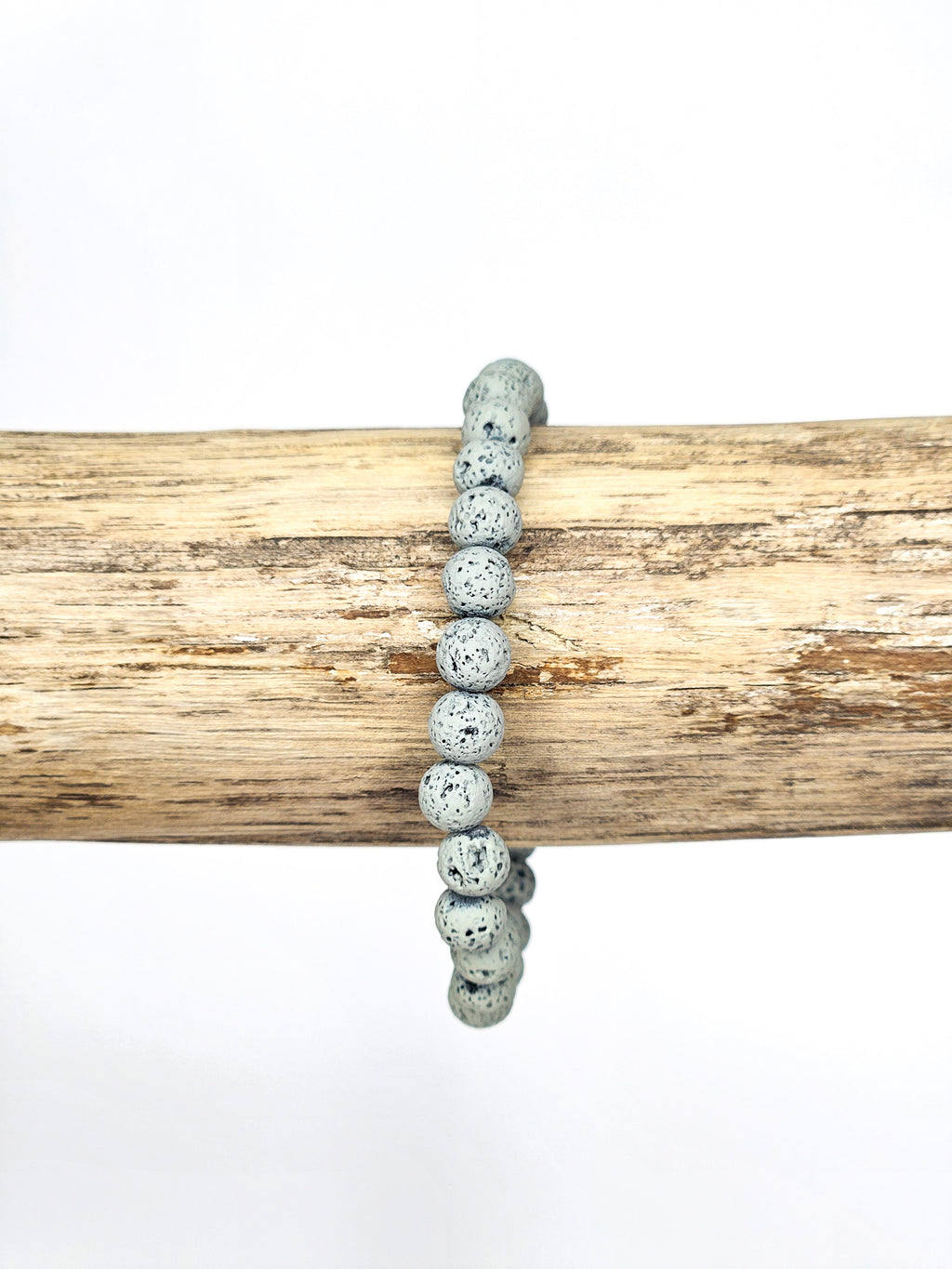 Bracelet • Pierre de lave teintée grise (6 mm)