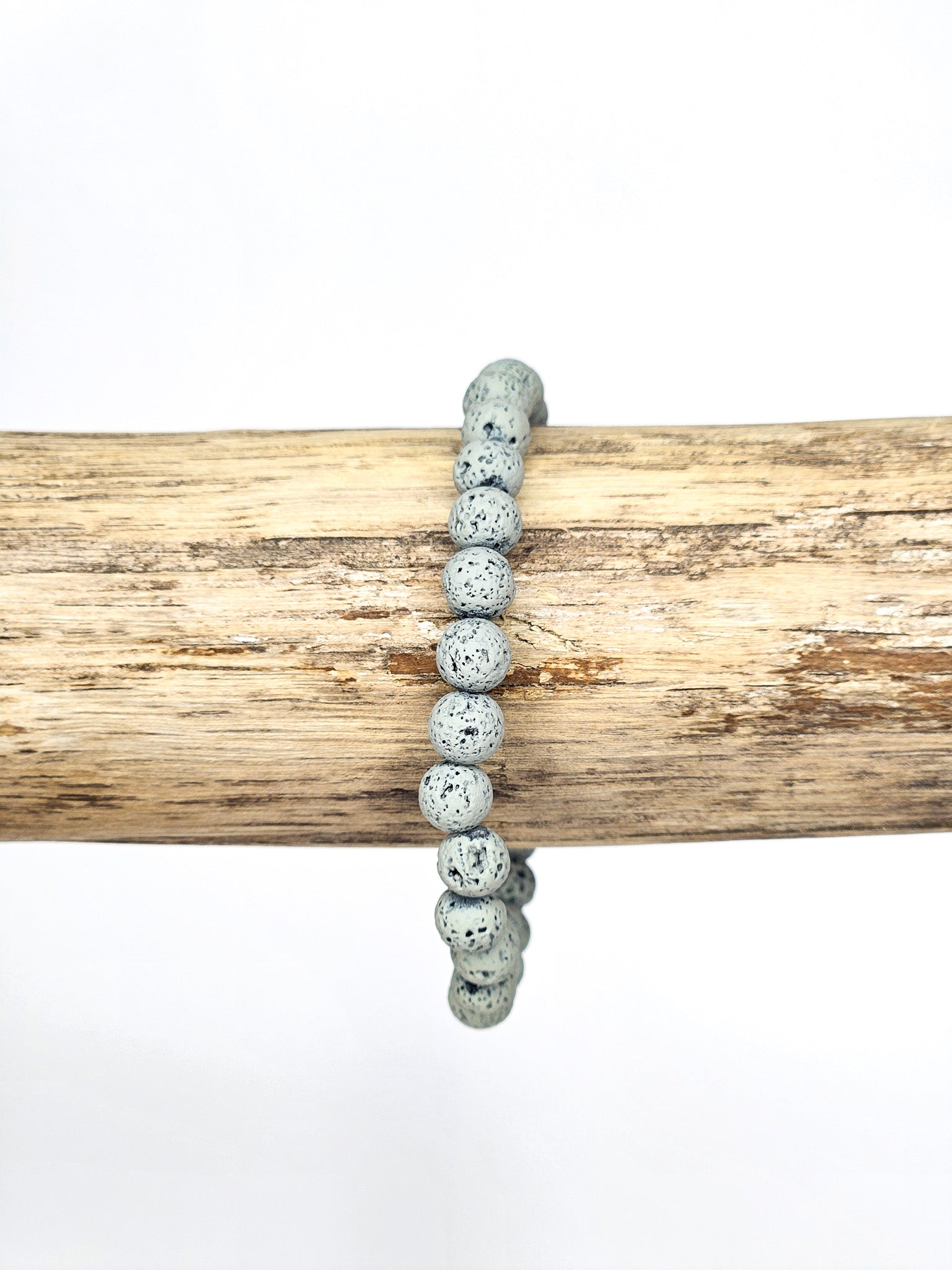 Bracelet • Pierre de lave teintée grise (6 mm)