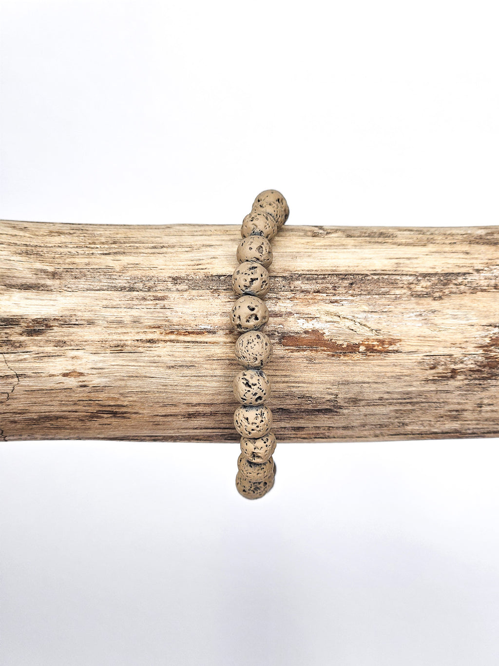Bracelet • Pierre de lave teintée brune (6 mm)