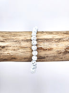 Bracelet • Pierre de lave teintée blanche (6 mm)