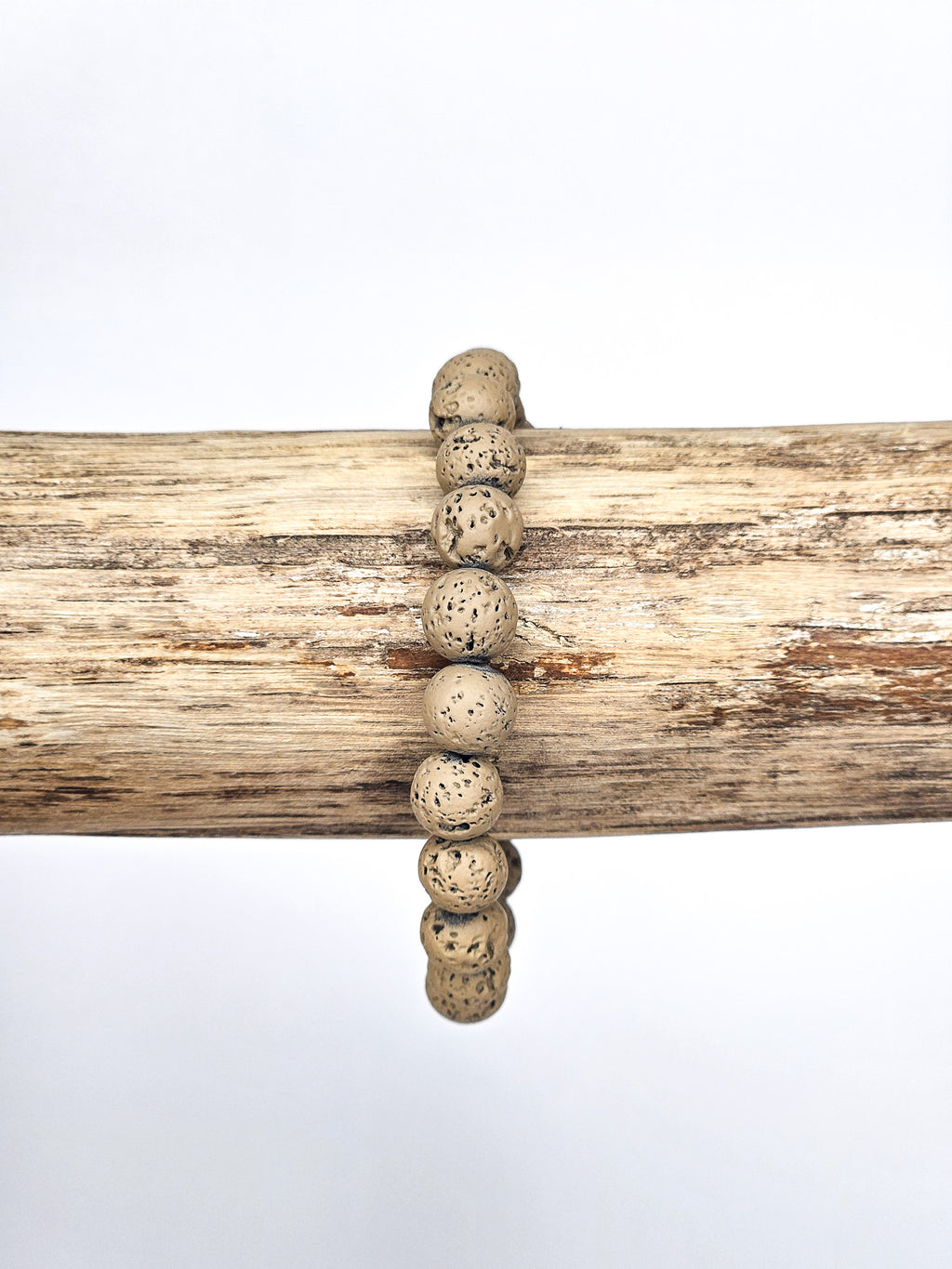 Bracelet • Pierre de lave teintée brune (8 mm)