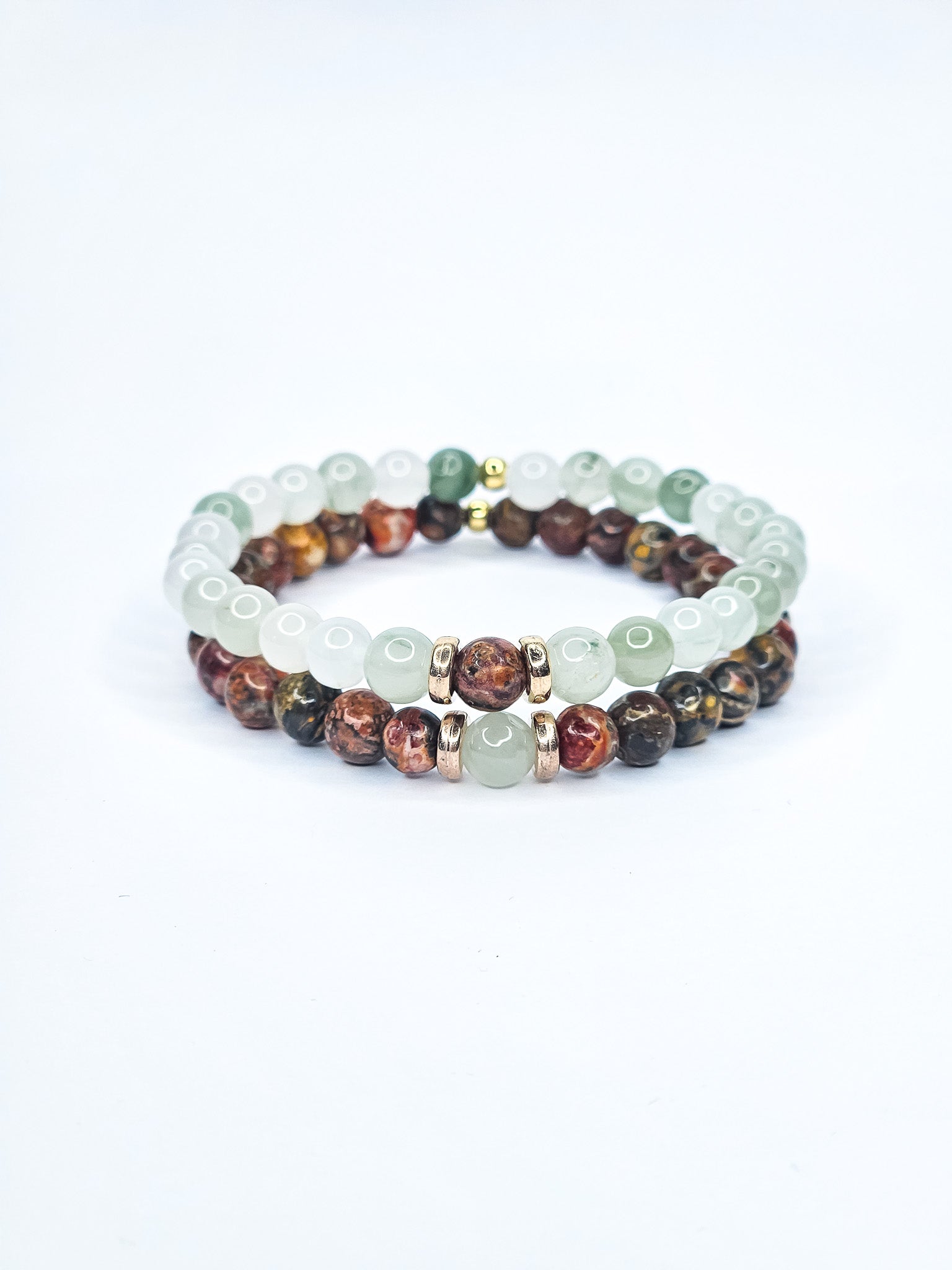Bracelets duo • Jade & Jaspe léopard (6 mm)