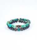 Bracelets duo • Turquoise africaine & Bronzite (6 mm)