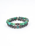 Bracelets duo • Turquoise africaine & Bronzite (6 mm)