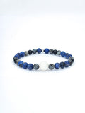 Bracelet • Lune • Pierre de Lune, Larvikite, Obsidienne noire & Sodalite (6 mm)