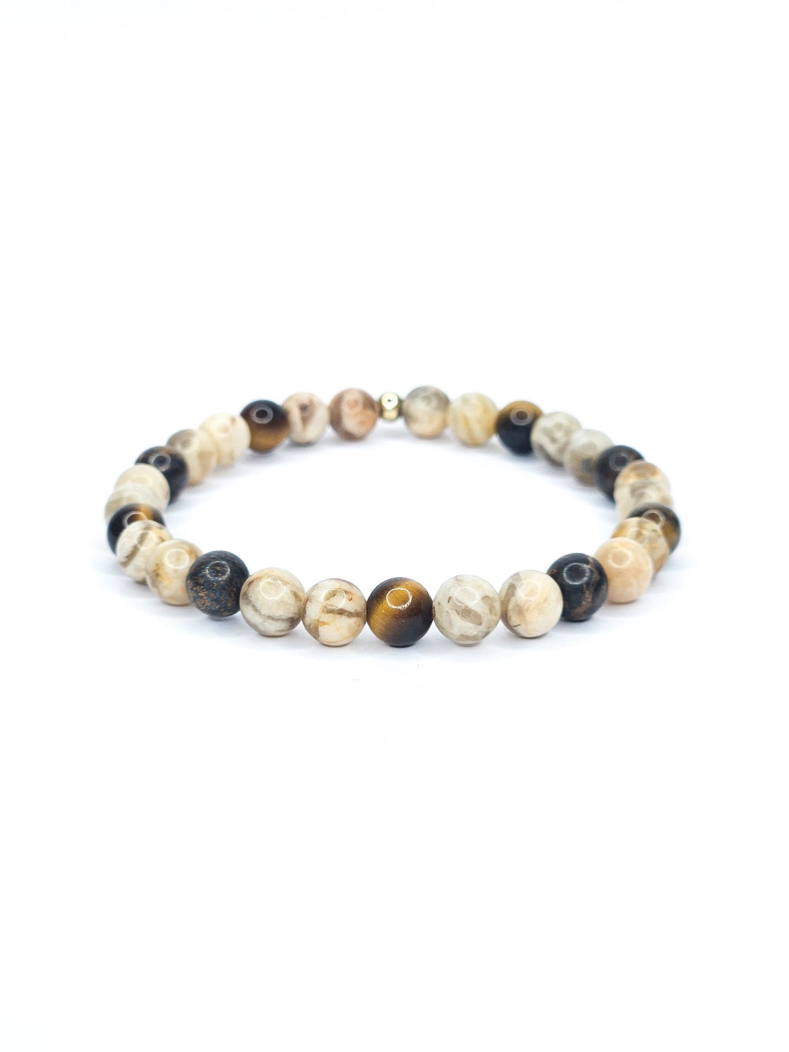 Bracelet • Désert • Agate du désert, Bronzite & Oeil de tigre (6 mm)