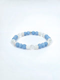 Bracelet • Glacier • Angélite, Howlite blanche & Cristal de roche craquelé (6 mm)