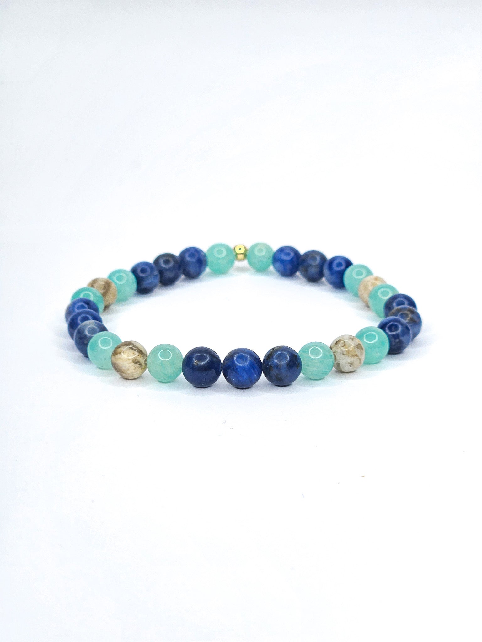 Bracelet • Océan • Agate du désert, Amazonite & Sodalite (6 mm)