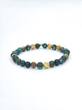 Bracelet • Forêt • Agate mousse, Bronzite, Jaspe paysage & Turquoise africaine (6 mm)