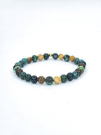 Bracelet • Forêt • Agate mousse, Bronzite, Jaspe paysage & Turquoise africaine (6 mm)