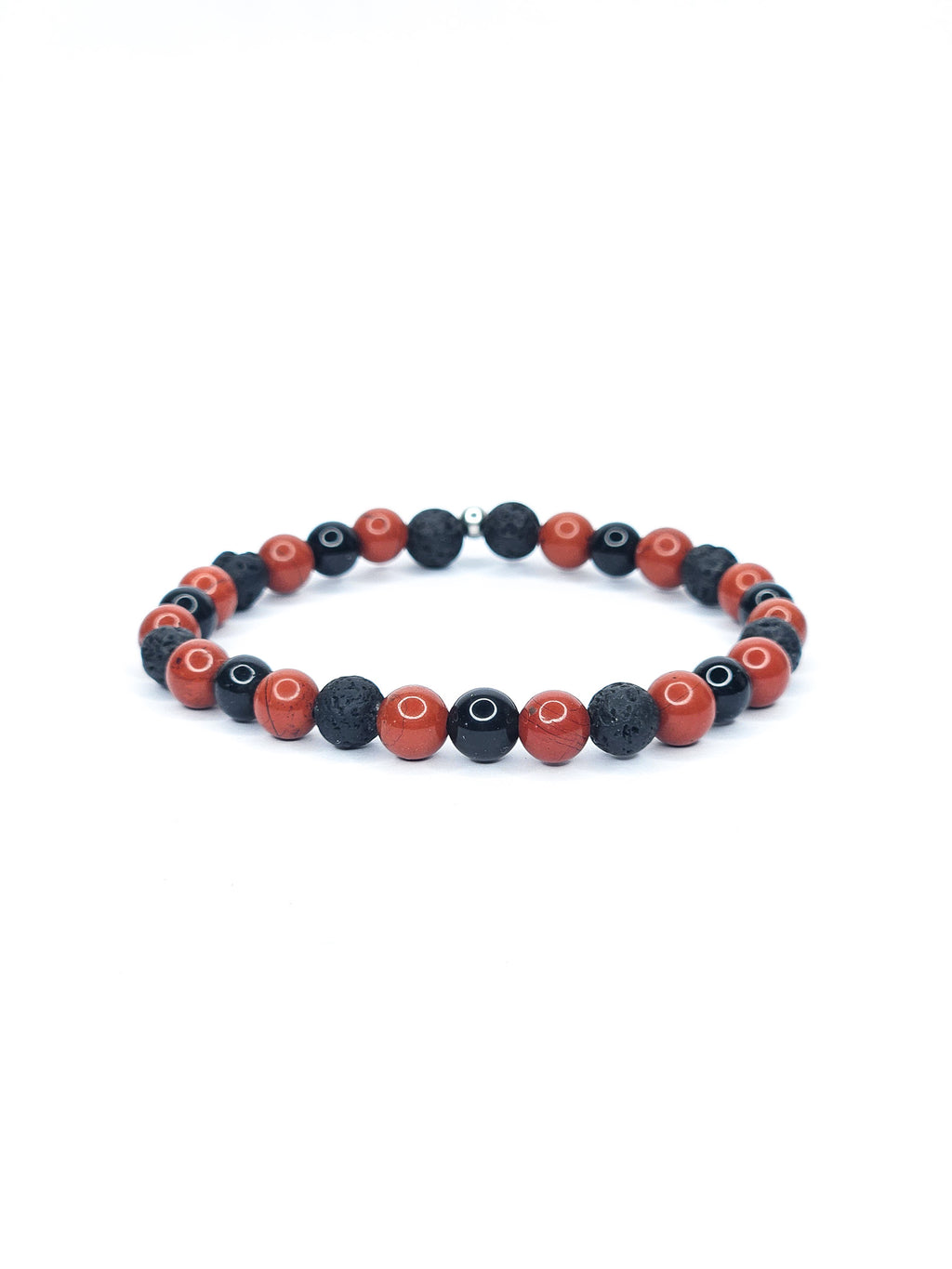 Bracelet • Volcano (Burkān) • Red Jasper, Black Obsidian & Black lava stone (6 mm)