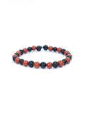 Bracelet • Volcano (Burkān) • Red Jasper, Black Obsidian & Black lava stone (6 mm)