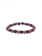 Bracelet • Volcano (Burkān) • Red Jasper, Black Obsidian & Black lava stone (6 mm)