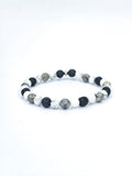 Bracelet • Montagne • Howlite blanche, Jaspe Picasso & Pierre de lave noire (6 mm)