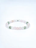 Bracelet • Rose • Quartz rose, Jade vert de Chine, Jade blanc (6 mm)