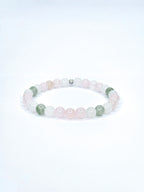 Bracelet • Rose • Quartz rose, Jade vert de Chine, Jade blanc (6 mm)