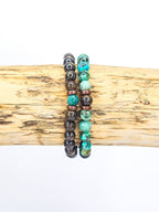 Bracelets duo • Turquoise africaine & Bronzite (6 mm)