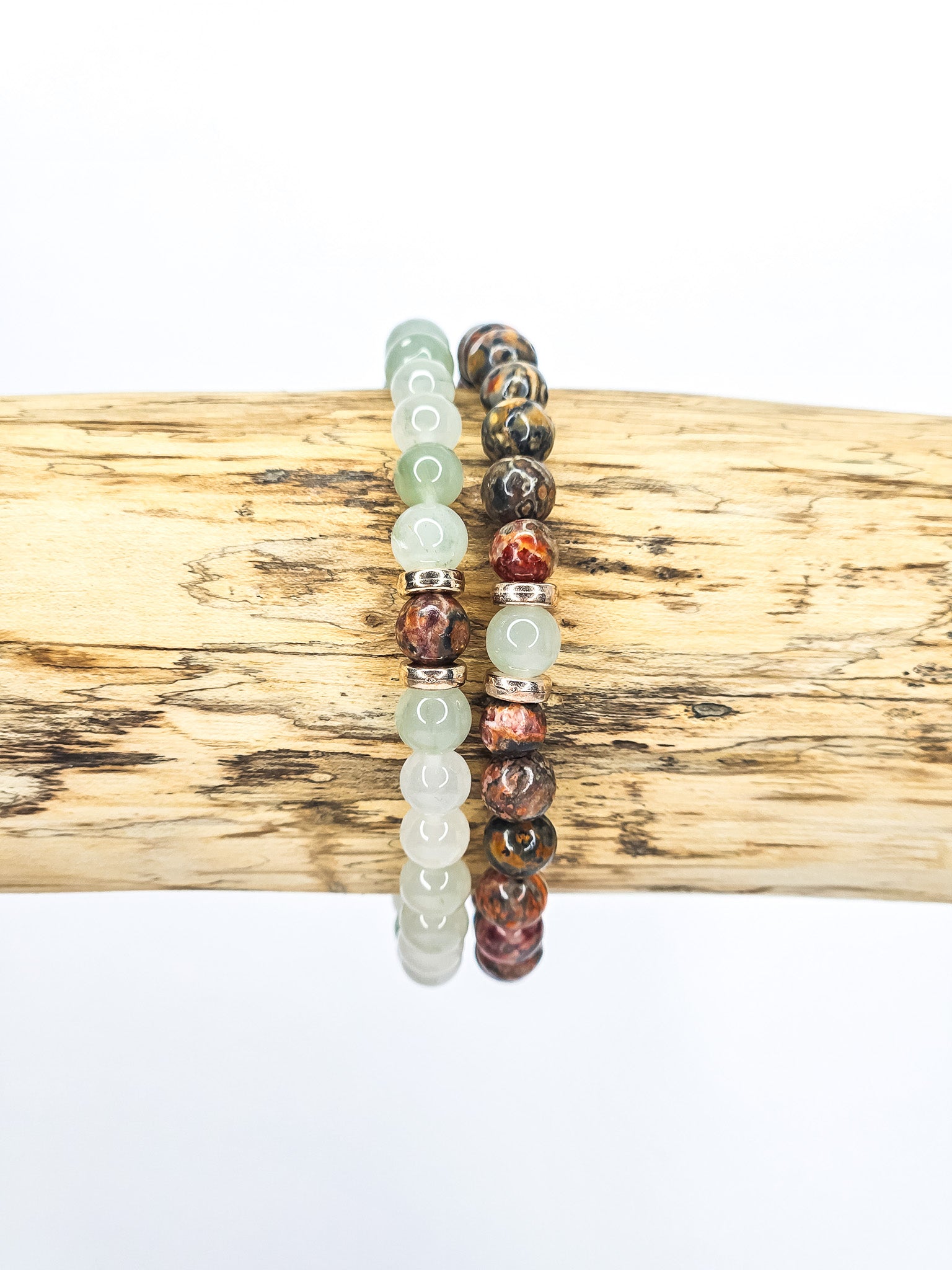 Bracelets duo • Jade & Jaspe léopard (6 mm)