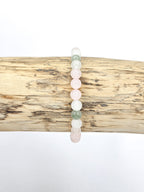 Bracelet • Rose • Quartz rose, Jade vert de Chine, Jade blanc (6 mm)