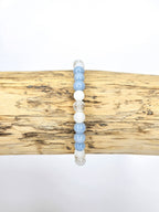 Bracelet • Glacier • Angélite, Howlite blanche & Cristal de roche craquelé (6 mm)