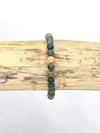Bracelet • Forêt • Agate mousse, Bronzite, Jaspe paysage & Turquoise africaine (6 mm)
