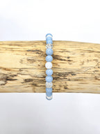 Bracelet • Glacier • Angélite, Howlite blanche & Cristal de roche craquelé (6 mm)