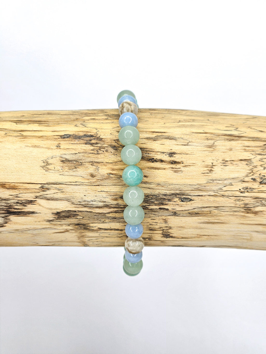 Bracelet • Lac • Agate du désert, Amazonite, Aventurine verte & Angélite (6 mm)