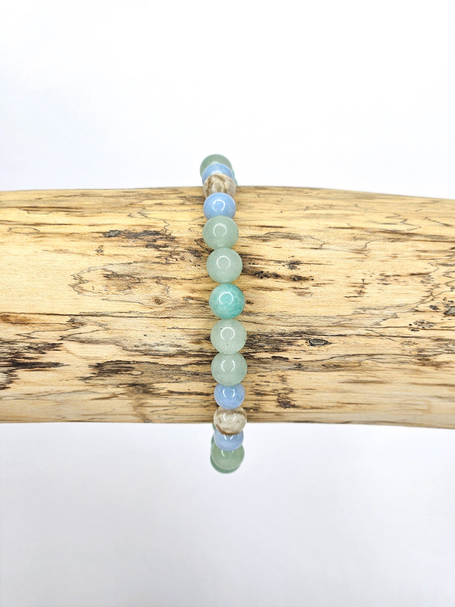 Bracelet • Lac • Agate du désert, Amazonite, Aventurine verte & Angélite (6 mm)